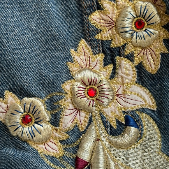 Vintage designer denim VEST EMMANUEL SCHIVILI ITALY with gold embroidery size M - Picture 17 of 17